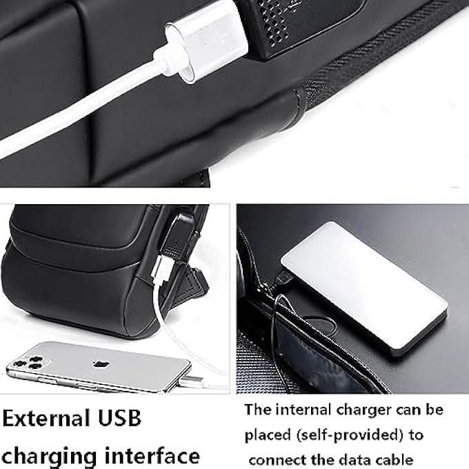 VUCATIN Crossbody Sling Bag Body Chest Shoulder Bag for Men Women Casual Shoulder Backpack Bag Waterproof Leather Chest Casual Daypack with Usb Charging Port for Travel Hiking - Image 4