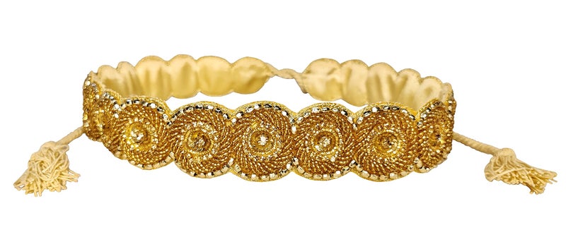 Duchess Golden Handembroidered Cloth Waist Saree/Lehenga Belt and Kamarbandh for Women - Image 1