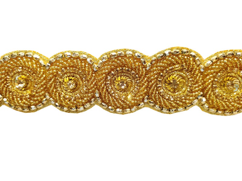 Duchess Golden Handembroidered Cloth Waist Saree/Lehenga Belt and Kamarbandh for Women - Image 2