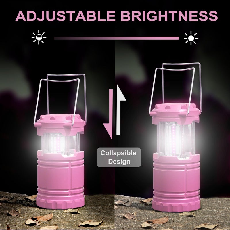 SEAMAGIC 2-Pack LED Pink Camping Lanterns, Portable Camping Lights, Outdoor Handled Lamps, Essential Emergency Lights for Power Outages, Hiking, Hurricane - Image 4