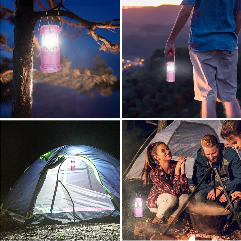 SEAMAGIC 2-Pack LED Pink Camping Lanterns, Portable Camping Lights, Outdoor Handled Lamps, Essential Emergency Lights for Power Outages, Hiking, Hurricane - Image 3