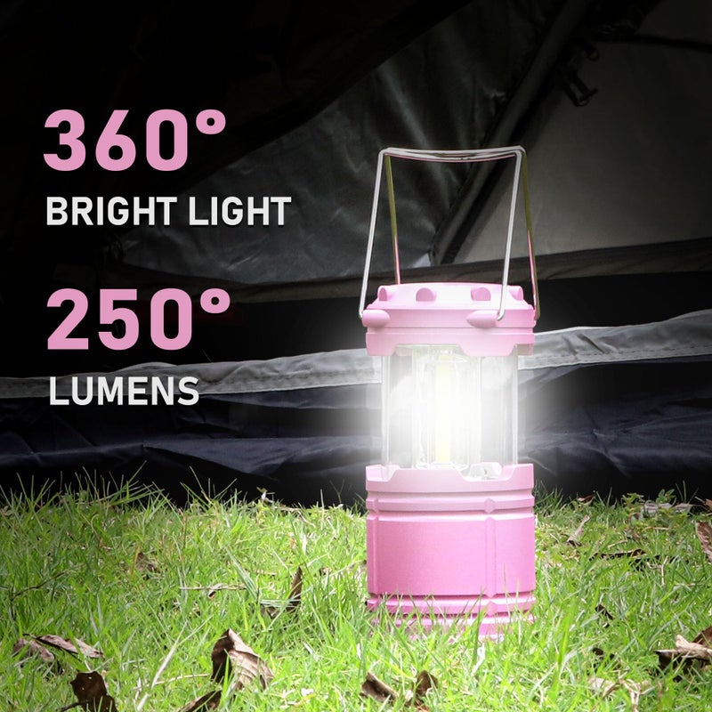 SEAMAGIC 2-Pack LED Pink Camping Lanterns, Portable Camping Lights, Outdoor Handled Lamps, Essential Emergency Lights for Power Outages, Hiking, Hurricane - Image 2
