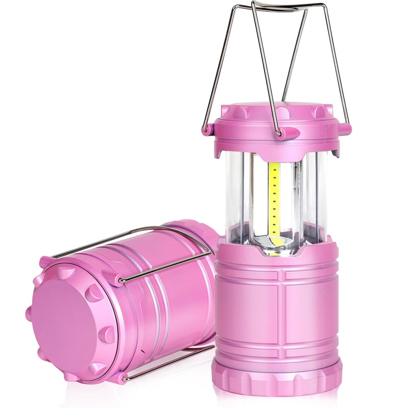 SEAMAGIC 2-Pack LED Pink Camping Lanterns, Portable Camping Lights, Outdoor Handled Lamps, Essential Emergency Lights for Power Outages, Hiking, Hurricane - Image 1