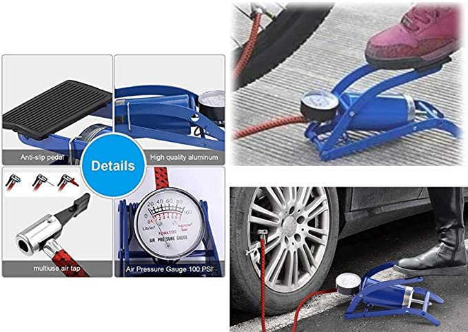DURAZO® Portable High Pressure Foot Air Pump, Suitable for Bike and Cycle, Dicky fit, Easy Foot Operated, Psi - 35 Pressure [Size 15 CM] - Image 5