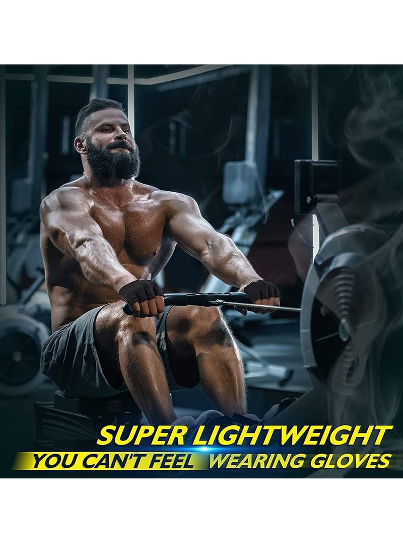 KASTWAVE قفازات رياضية عارية اليدين، تمارين رفع الأثقال واللياقة البدنية والتجديف، سيليكون غير قابل للانزلاق، واقي من الجلد، قبضة مبطنة للتدريب المتقاطع، السحب لأعلى، حماية راحة اليد - Image 2