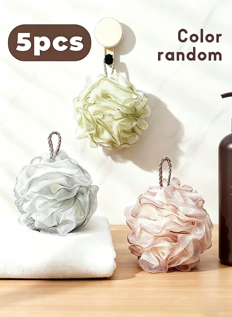 5 PCS Oversized Bath Sponge Ball with 14cm Diameter Five-Pack Exfoliating Bath Sponges Mesh Loofah Multicolor, Each Weighing 50g - Image 1