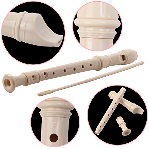 SANNIX 3 Pack 8 Hole Soprano Descant Recorder Instrument for Recorders with Cleaning Rod and Instruction German Style (Ivory White) - Image 3