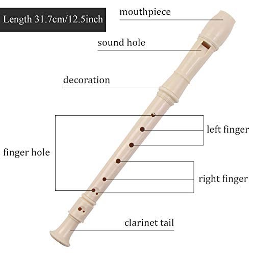 SANNIX 3 Pack 8 Hole Soprano Descant Recorder Instrument for Recorders with Cleaning Rod and Instruction German Style (Ivory White) - Image 2