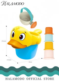 HALAMODO 6PCS Kids Beach Toys Sand Set Bath Toys Includes Bucket Watering Can Molds Sand Toys Travel Outdoor Play for Kids Ages 3-13  - Image 5