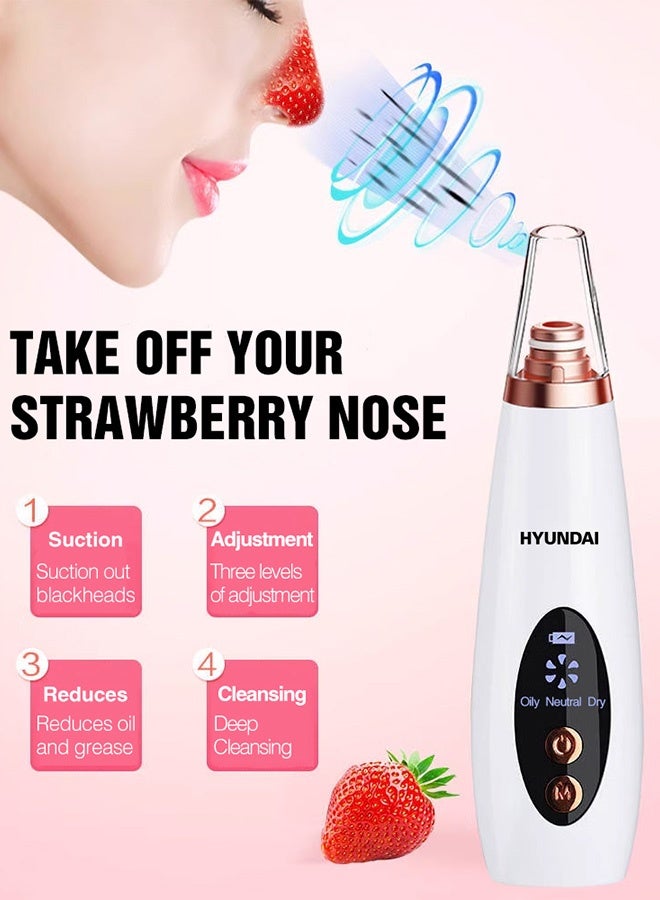 HYUNDAI 6-in-1 Facial Pore Cleaner Vacuum, Professional Blackhead Remover Tool with 65kPa Deep Suction, USB Rechargeable, 40 Min Runtime, for Acne, Oily & Sensitive Skin, Pain-Free Pore Extraction 7 8 - Image 5