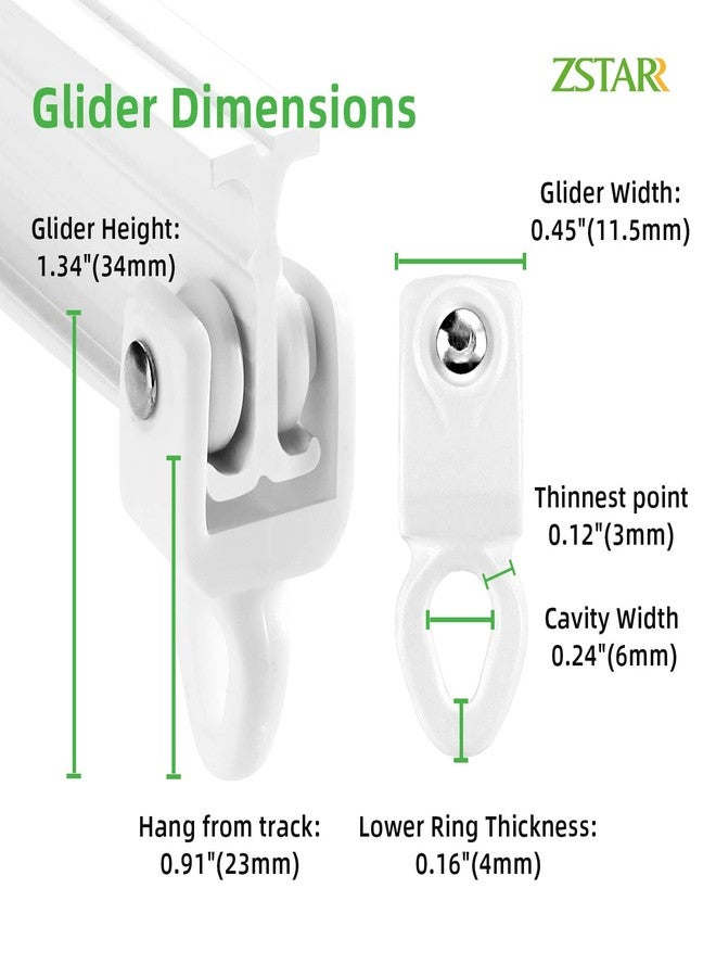 ZSTARR Heavy Duty Gliders for Flexible Curtain Track,Fits I Profile Straight or Curved Track Rail Rod for RV, Shower, Hospital, Window Curtain Hooks and Clips (20 Packs Gliders) - Image 3
