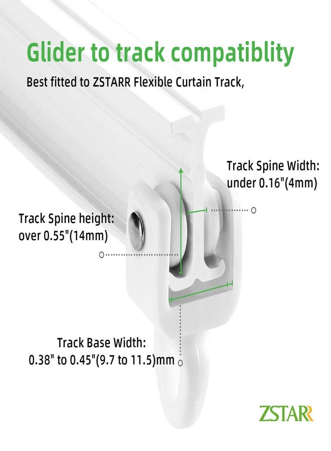 ZSTARR Heavy Duty Gliders for Flexible Curtain Track,Fits I Profile Straight or Curved Track Rail Rod for RV, Shower, Hospital, Window Curtain Hooks and Clips (20 Packs Gliders) - Image 2