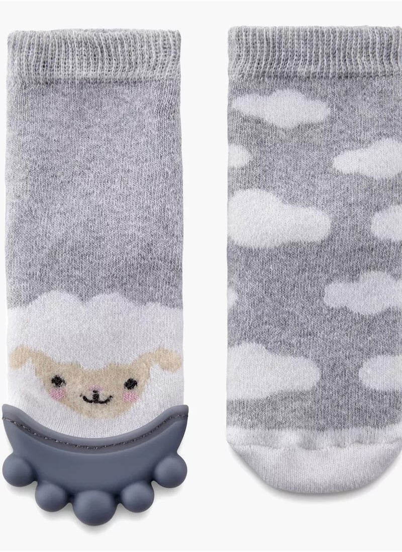 بيبي جيم BabyJem Teether Sock – Grey (3-12 Months) 