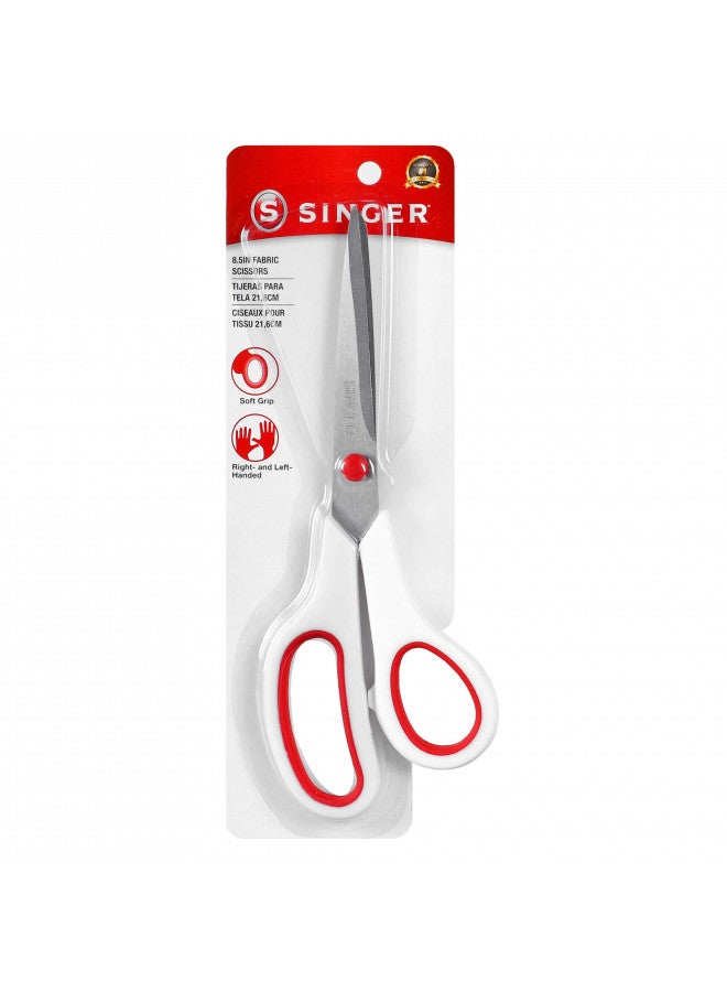 SINGER Fabric Scissors with Comfort Grip, 1-pack, Red & White - Image 1
