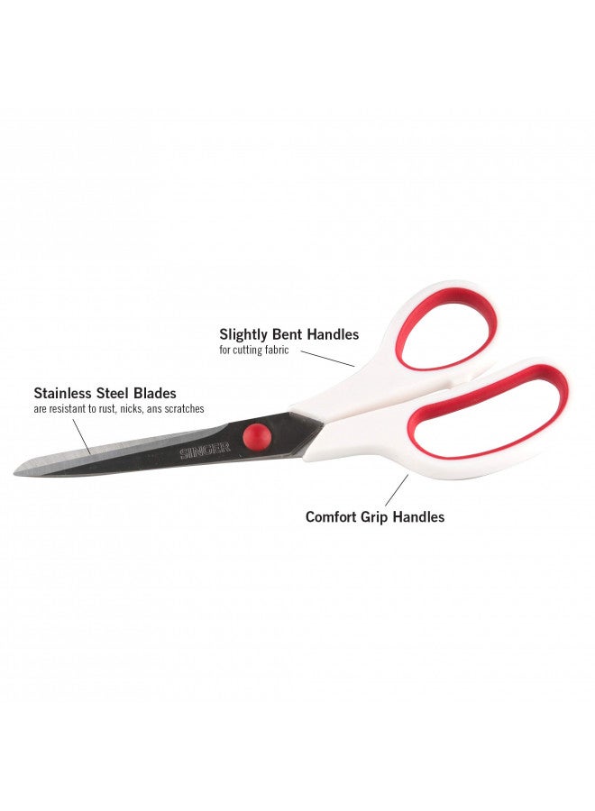 SINGER Fabric Scissors with Comfort Grip, 1-pack, Red & White - Image 2