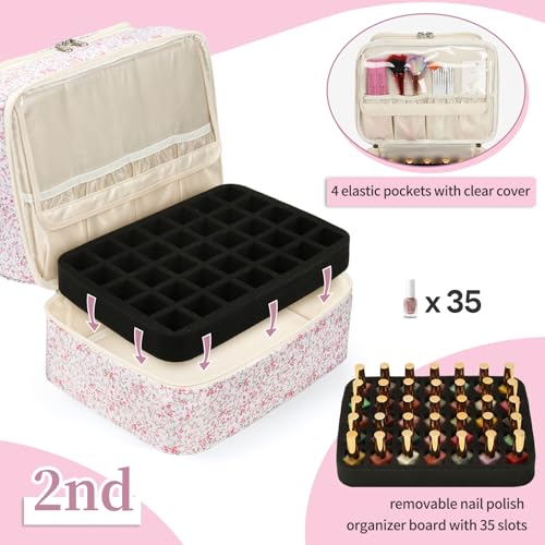 CUBETASTIC Nail Polish Organizer Bag - Nail Organizers and Storage Case Holds 45 Bottles & Nail Lamp, Travel Nail Tech Carrying Bag for Nail Supplies, Manicure Tools, Nail Kit, Nail Tech Gifts for Women - Image 4