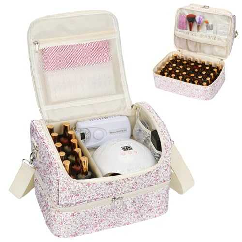 CUBETASTIC Nail Polish Organizer Bag - Nail Organizers and Storage Case Holds 45 Bottles & Nail Lamp, Travel Nail Tech Carrying Bag for Nail Supplies, Manicure Tools, Nail Kit, Nail Tech Gifts for Women - Image 1