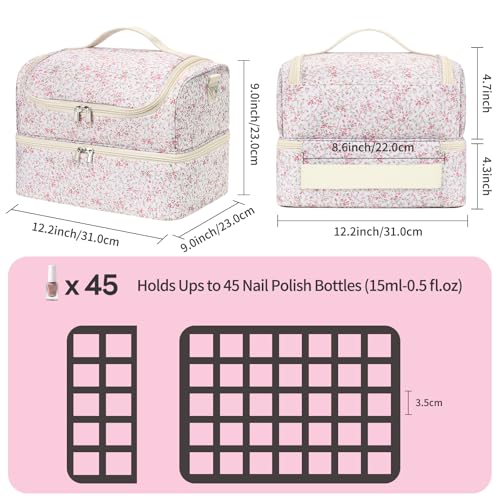CUBETASTIC Nail Polish Organizer Bag - Nail Organizers and Storage Case Holds 45 Bottles & Nail Lamp, Travel Nail Tech Carrying Bag for Nail Supplies, Manicure Tools, Nail Kit, Nail Tech Gifts for Women - Image 2