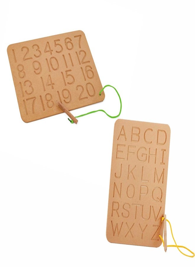 CubeR Wooden Combo of 1-20 Numbers & English Alphabets Tracing Board - Writing Practice Tracing Boards for Kids - Image 1