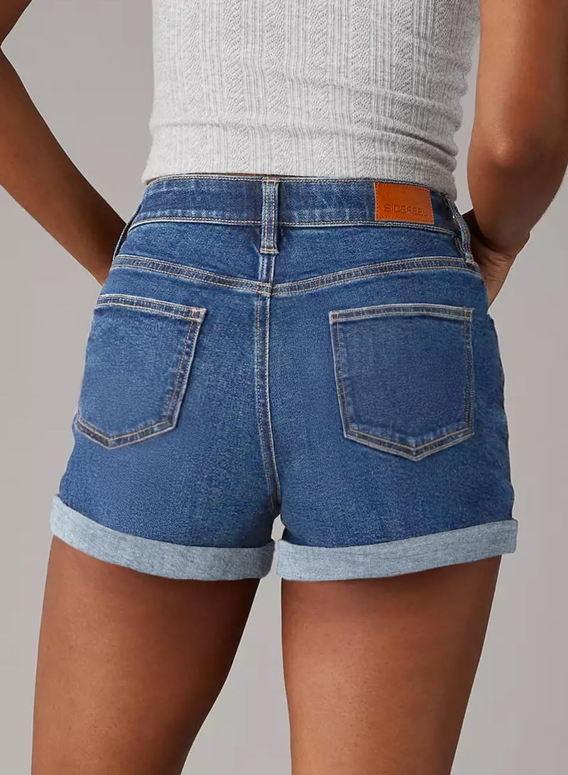 Sidefeel Women's Jean Shorts High Waisted Stretchy Casual Denim Summer Shorts Size 6 Sky Blue - Image 2