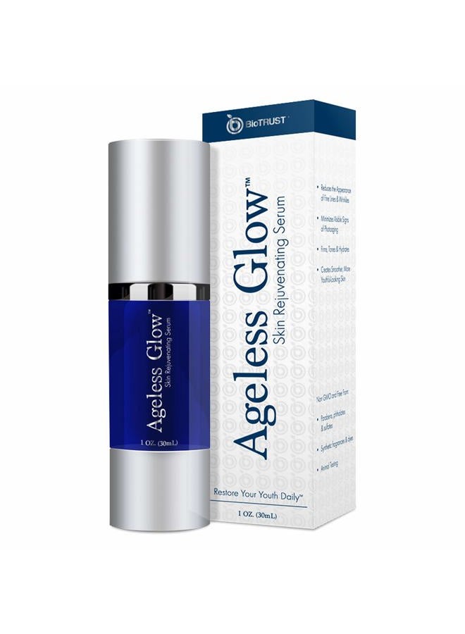BioTrust Ageless Glow Anti Aging Moisturizer, Skin Brightening Serum with Vitamin C and Hyaluronic Acid, Plant-Based, Naturally Derived Facial Serum 1 fl oz. - Image 1