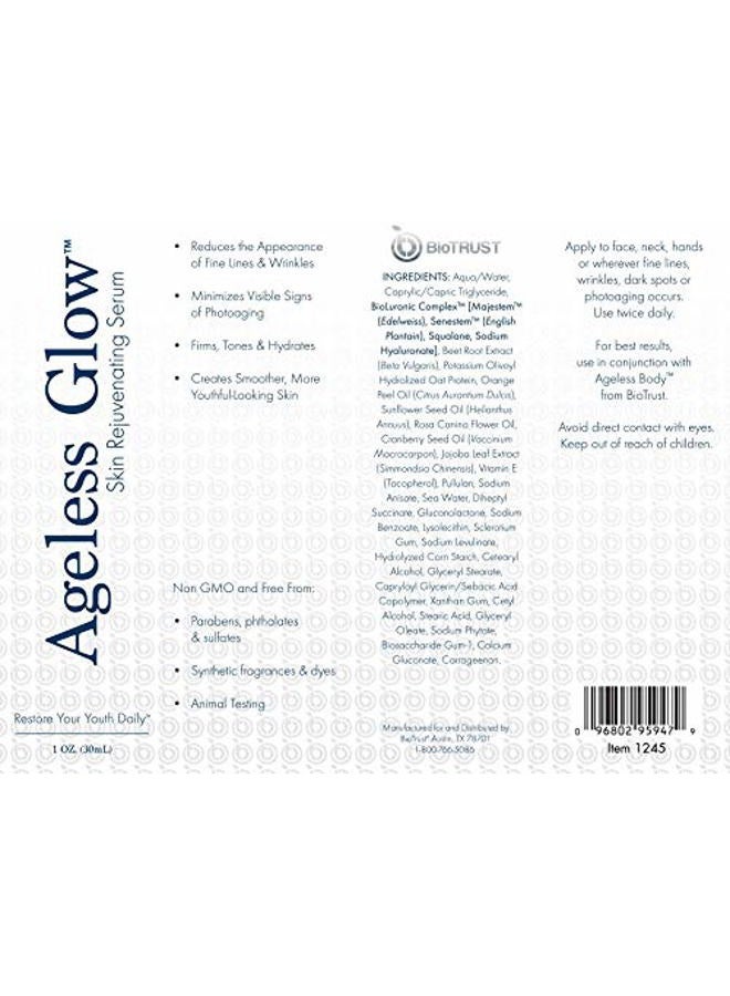 BioTrust Ageless Glow Anti Aging Moisturizer, Skin Brightening Serum with Vitamin C and Hyaluronic Acid, Plant-Based, Naturally Derived Facial Serum 1 fl oz. - Image 2