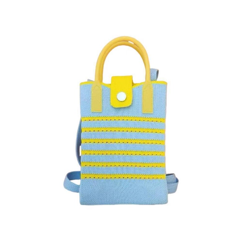 Knitted Mobile Phone Bag New Hollow Striped Color Matching Ethnic Leisure Style Fashion Leisure Joker Daily Commuting - Image 5