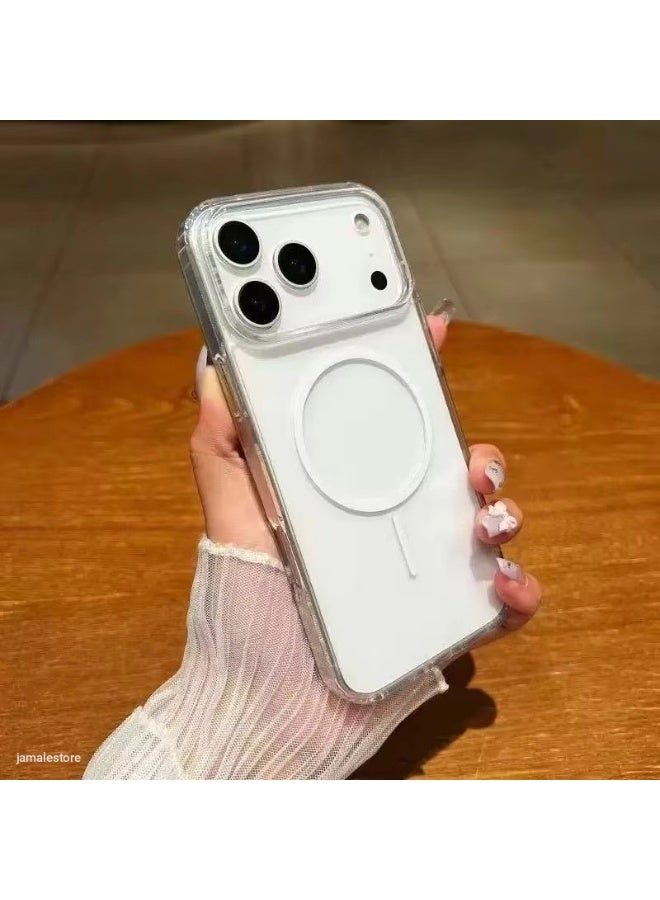 Transparent TPU Shockproof iPhone Case with Magnetic Magsafe Cover - Image 1