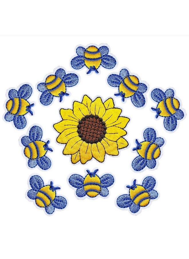 SPRT - Bee Patchembroidered Sunflower Patchsprt 11 Pieces Iron On Bee Yellow Flower Patches Decoration Sewing Patch For Bags Jackets Jeans Clothes - Image 1