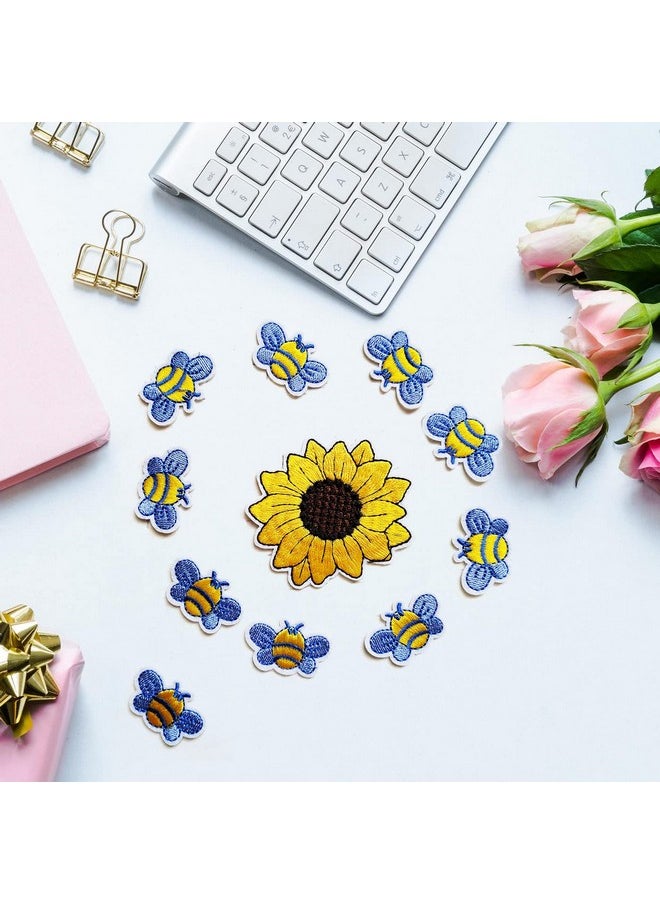 SPRT - Bee Patchembroidered Sunflower Patchsprt 11 Pieces Iron On Bee Yellow Flower Patches Decoration Sewing Patch For Bags Jackets Jeans Clothes - Image 1