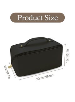 HomarKet Large-Capacity Travel Cosmetic Bag Portable Makeup Case Travel Wash Bag Waterproof Leather Makeup Bag Multifunction Toiletries Organizer Storage Bag (Black)  - Image 5