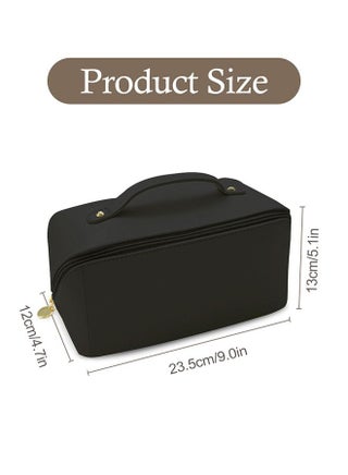 Large-Capacity Travel Cosmetic Bag Portable Makeup Case Travel Wash Bag Waterproof Leather Makeup Bag Multifunction Toiletries Organizer Storage Bag (Black) - view 5