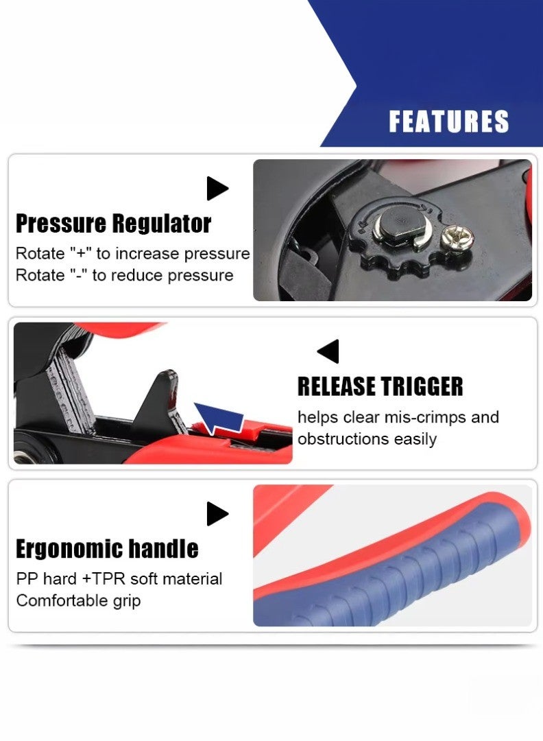 kashemano HSC8 16-6 Hexagon Crimping Plier 0.08-16mm² Hexagonal Ratcheting Ferrule Crimping Tool - Image 2