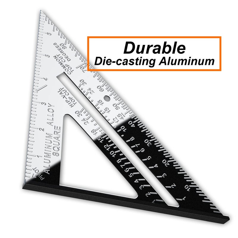 Mecurate Rafter Square, Triangle Carpenter Square Die-cast Aluminum Alloy for Woodworking and Carpentry (7 inch die-Casting) - Image 2