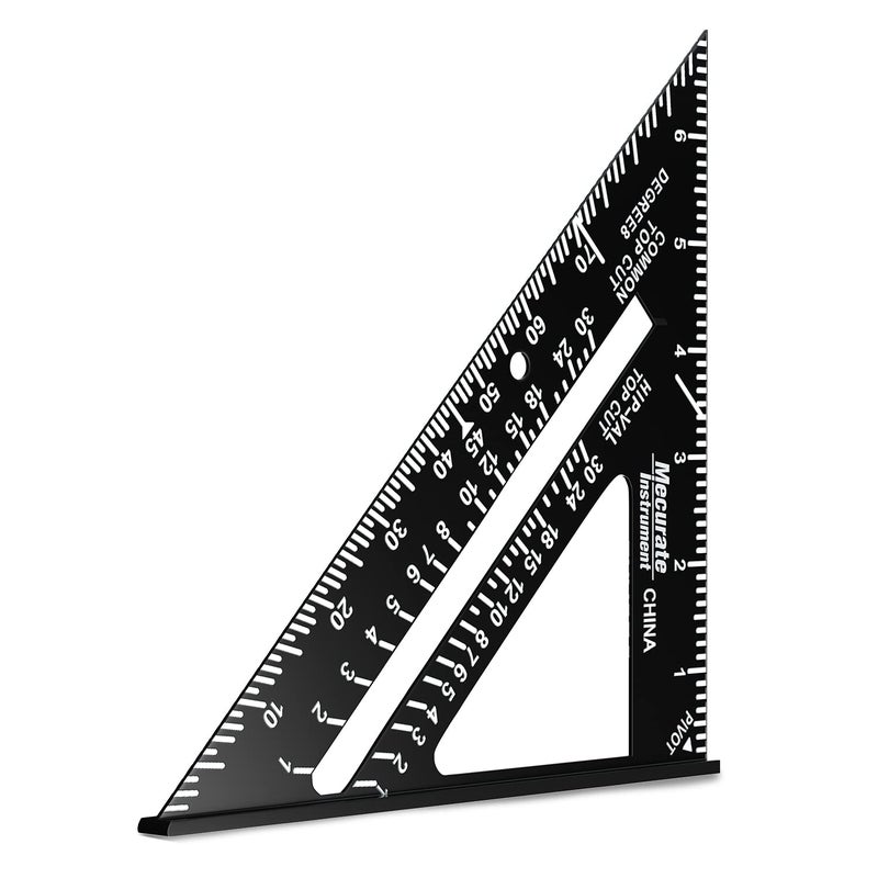 Mecurate Rafter Square, Triangle Carpenter Square Die-cast Aluminum Alloy for Woodworking and Carpentry (7 inch die-Casting) - Image 1