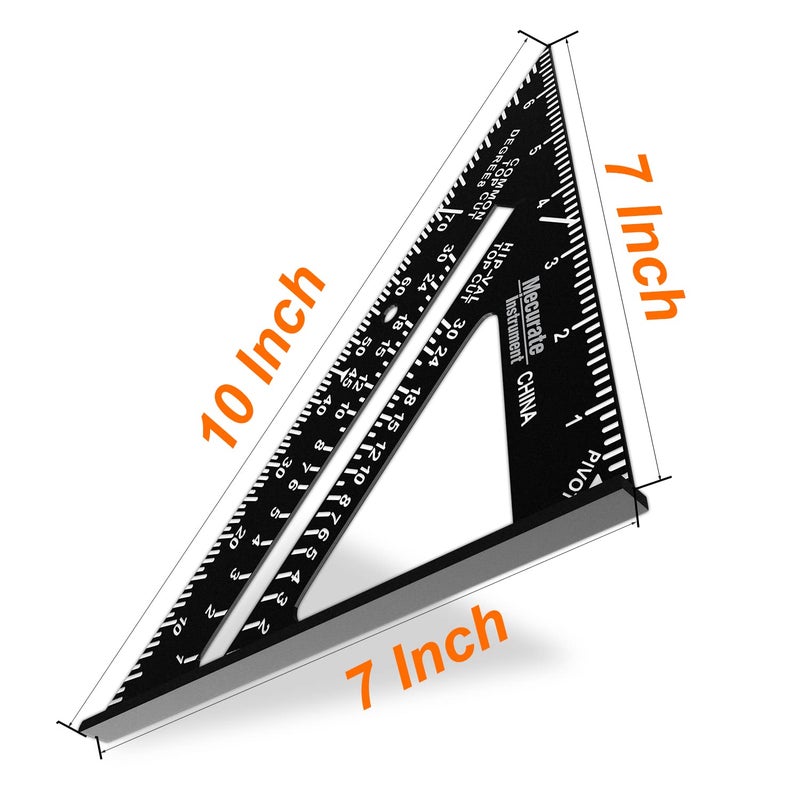 Mecurate Rafter Square, Triangle Carpenter Square Die-cast Aluminum Alloy for Woodworking and Carpentry (7 inch die-Casting) - Image 5