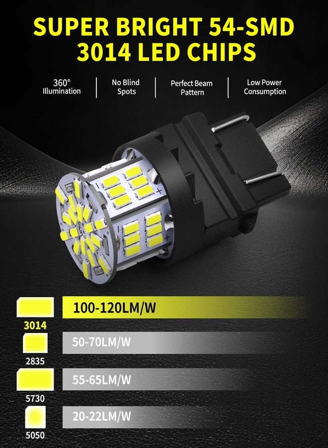 AUXLIGHT 3157 LED Bulbs 54-SMD 300% Super Bright 3056 3156 3057 3457 4057 4157 LED Light Replacement for Car Truck Backup Reverse Brake Tail Turn Signal Lights, Xenon White(Pack of 6) - Image 3