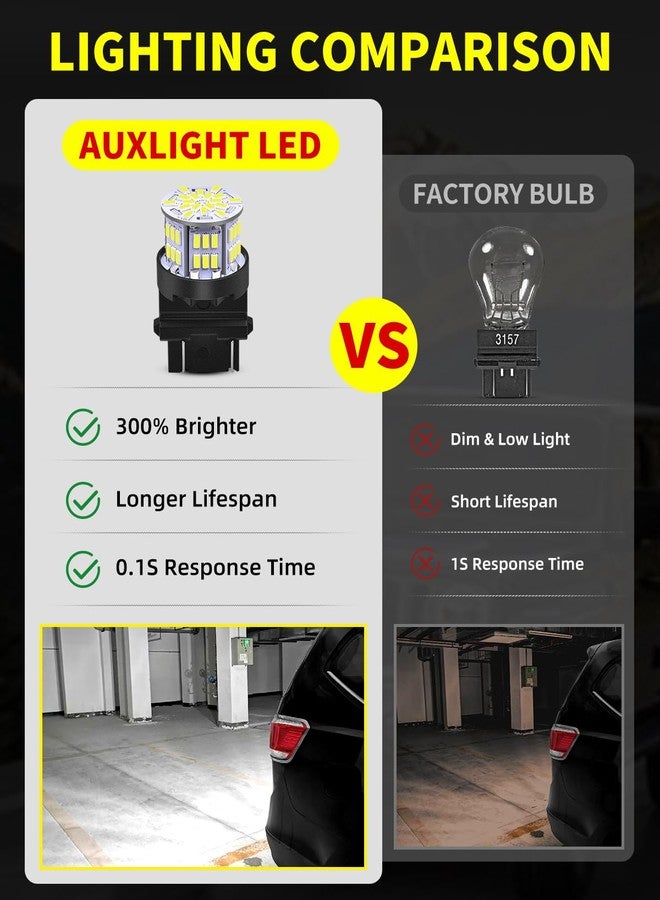 AUXLIGHT 3157 LED Bulbs 54-SMD 300% Super Bright 3056 3156 3057 3457 4057 4157 LED Light Replacement for Car Truck Backup Reverse Brake Tail Turn Signal Lights, Xenon White(Pack of 6) - Image 4