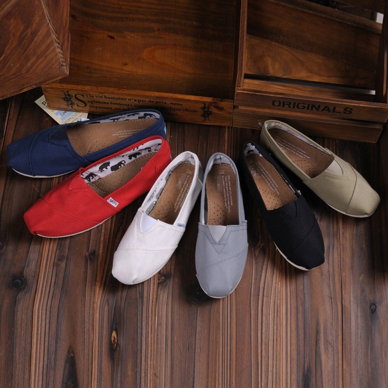 Men'S And Women'S Tom Thomas Canvas Shoes Solid Color Flats Shoes Couples Casual Shoes Lazy Slip-Ons - Image 2