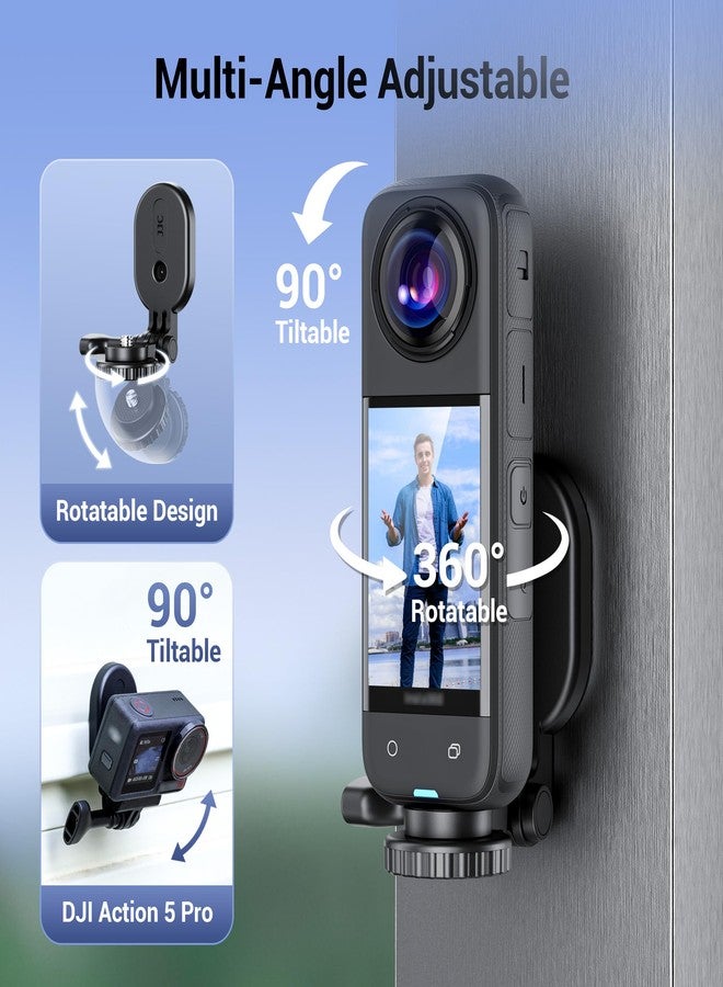 كيورافوتو حامل مغناطيسي قوي لكاميرات Insta360 X5 X4 و Osmo 360، حامل مغناطيسي قابل للفصل لكاميرات الحركة Insta360 X5 X4 و Pocket3 و Action 5Pro و Hero 13 وغيرها، قاعدة تثبيت مغناطيسية صغيرة الحجم - Image 3
