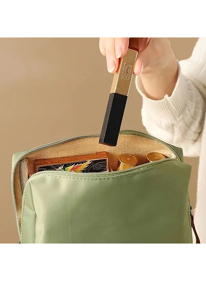 Green Elegant Makeup Brush Organizer Case with Zipper Closure Travel Cosmetic Storage Bag Interior Compartments Structured Handle for Women Vanity On The Go Organization - Image 5