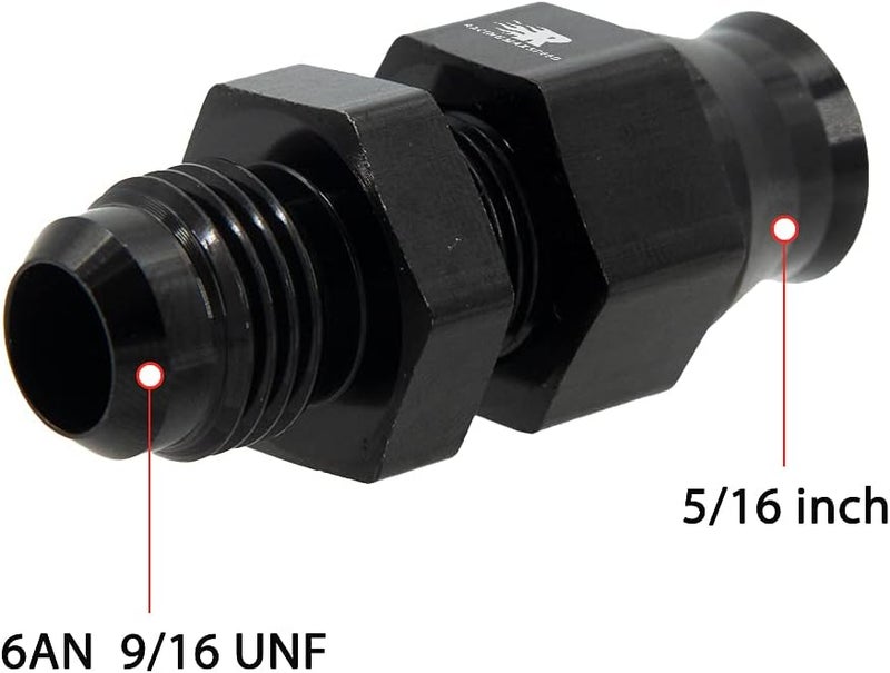 CNRAQR 6AN Male Flare to 5/16" Fuel Hardline Tube Fitting Adapter Connector Aluminum Alloy Black Anodized 2Pcs - Image 5