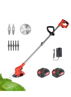 GearZone Electric Grass Wacker Eater Battery Powered 21V Cordless Grass Trimmer Grass Wacker Stringless Brush Cutter, Lightweight grass Trimmer/Lawn Edger/Mini-Mower grasser Tool with 3 Types Blades  - Image 1