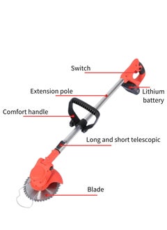 GearZone Electric Grass Wacker Eater Battery Powered 21V Cordless Grass Trimmer Grass Wacker Stringless Brush Cutter, Lightweight grass Trimmer/Lawn Edger/Mini-Mower grasser Tool with 3 Types Blades  - Image 2