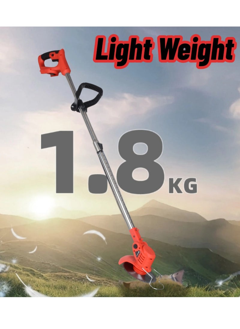 GearZone - Electric Grass Wacker Eater Battery Powered 21V Cordless Grass Trimmer Grass Wacker Stringless Brush Cutter, Lightweight grass Trimmer/Lawn Edger/Mini-Mower grasser Tool with 3 Types Blades - Image 1