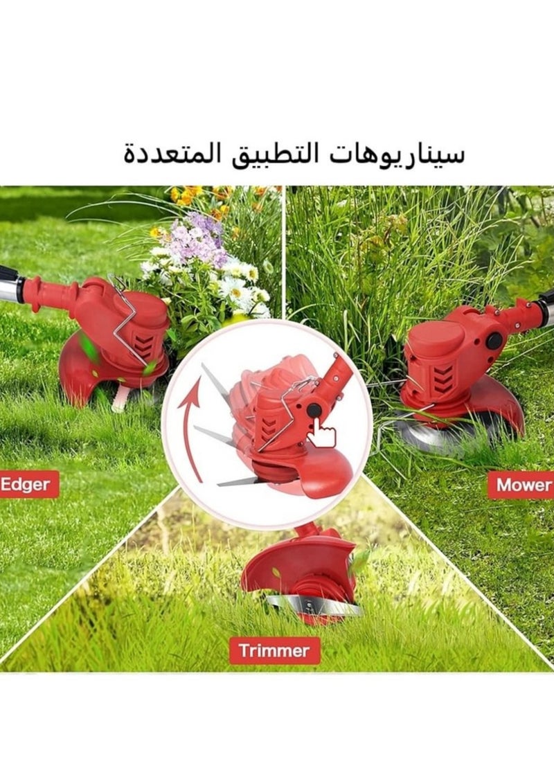 GearZone - Electric Grass Wacker Eater Battery Powered 21V Cordless Grass Trimmer Grass Wacker Stringless Brush Cutter, Lightweight grass Trimmer/Lawn Edger/Mini-Mower grasser Tool with 3 Types Blades - Image 1