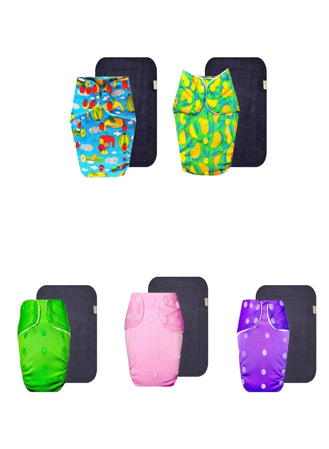 حفاضات قماشية فاخرة من دمبلدو مع حشوة رمادية (عبوة من 5) | ناعمة ولطيفة | وسادة ماصة بست طبقات | سريعة الجفاف | ضرورية للاستخدام اليومي | من 3 أشهر إلى 3 سنوات | للجنسين - Image 1