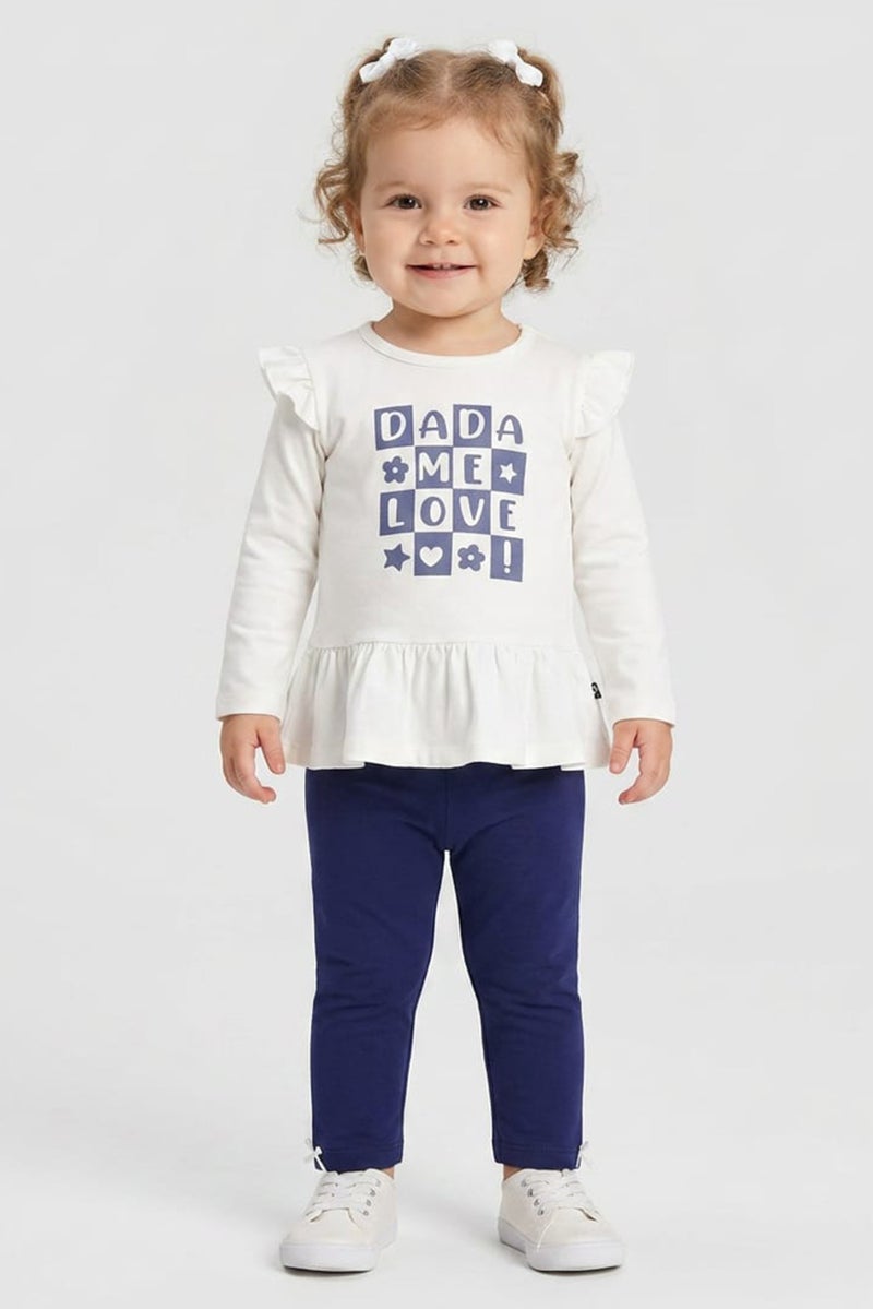 POPEES Toddlers Girl 2 Pcs Graphic Print Top And Pants Set, Multicolor - Image 1