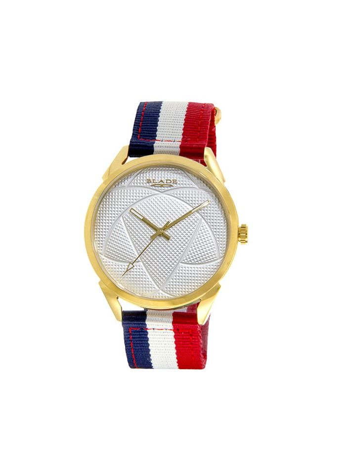 BLADE Retro Fútbol Navy Blue-White-Red 3697GGW6E SS & Nylon 3-Hands Unisex Watch - Image 1