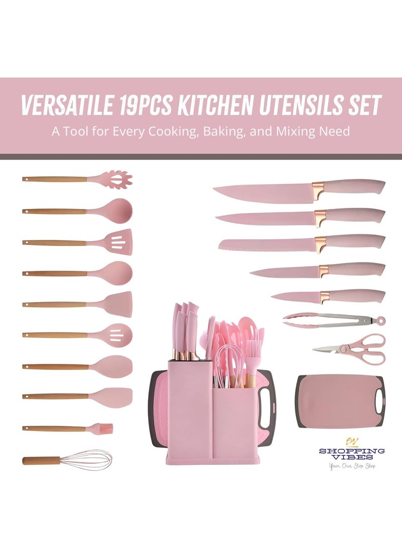 ACLIX 19pcs Kitchen Utensils Set: Professional & Stylish Chef Tools. Ideal Wedding Gift for Home Chefs. BPA-Free, Non-toxic Silicone Kitchenware to Modernize Your Kitchen (Pink) - Image 3